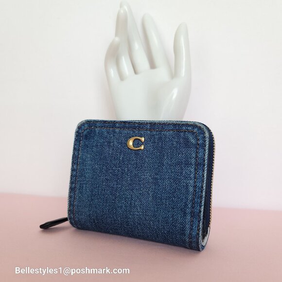 COACH Billfold Small Wallet in Denim -Deep Blue color ⭐ - Picture 4 of 16